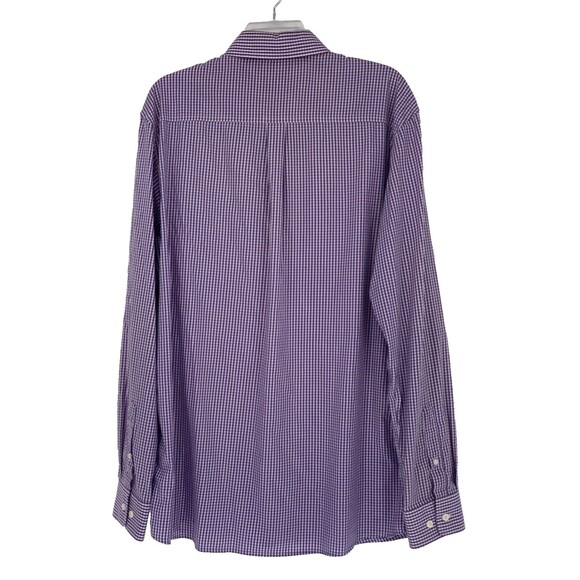 Johnnie O Long Sleeve Button Down Shirt Mens LARGE Purple Gingham Preppy - Picture 2 of 13